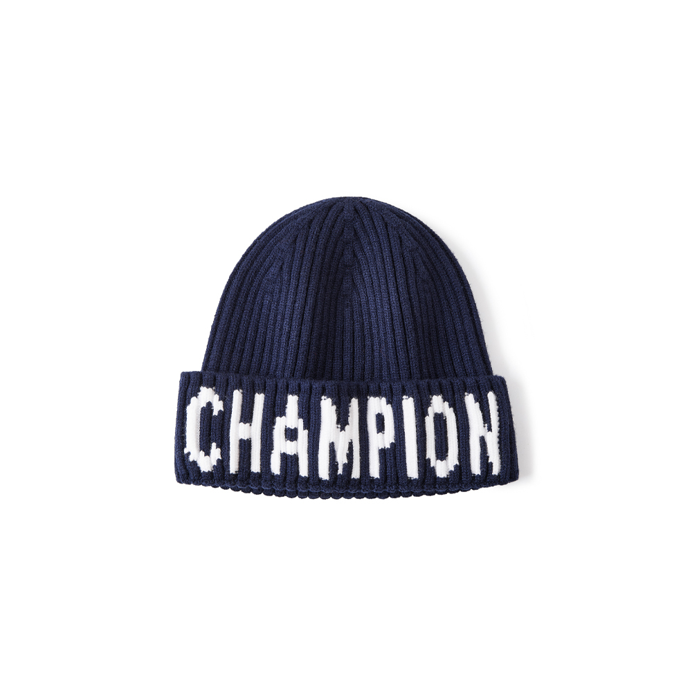 中性- RETRO CAMPUS LOGO提花反折毛帽- 深藍色（U5DACCU18M3）