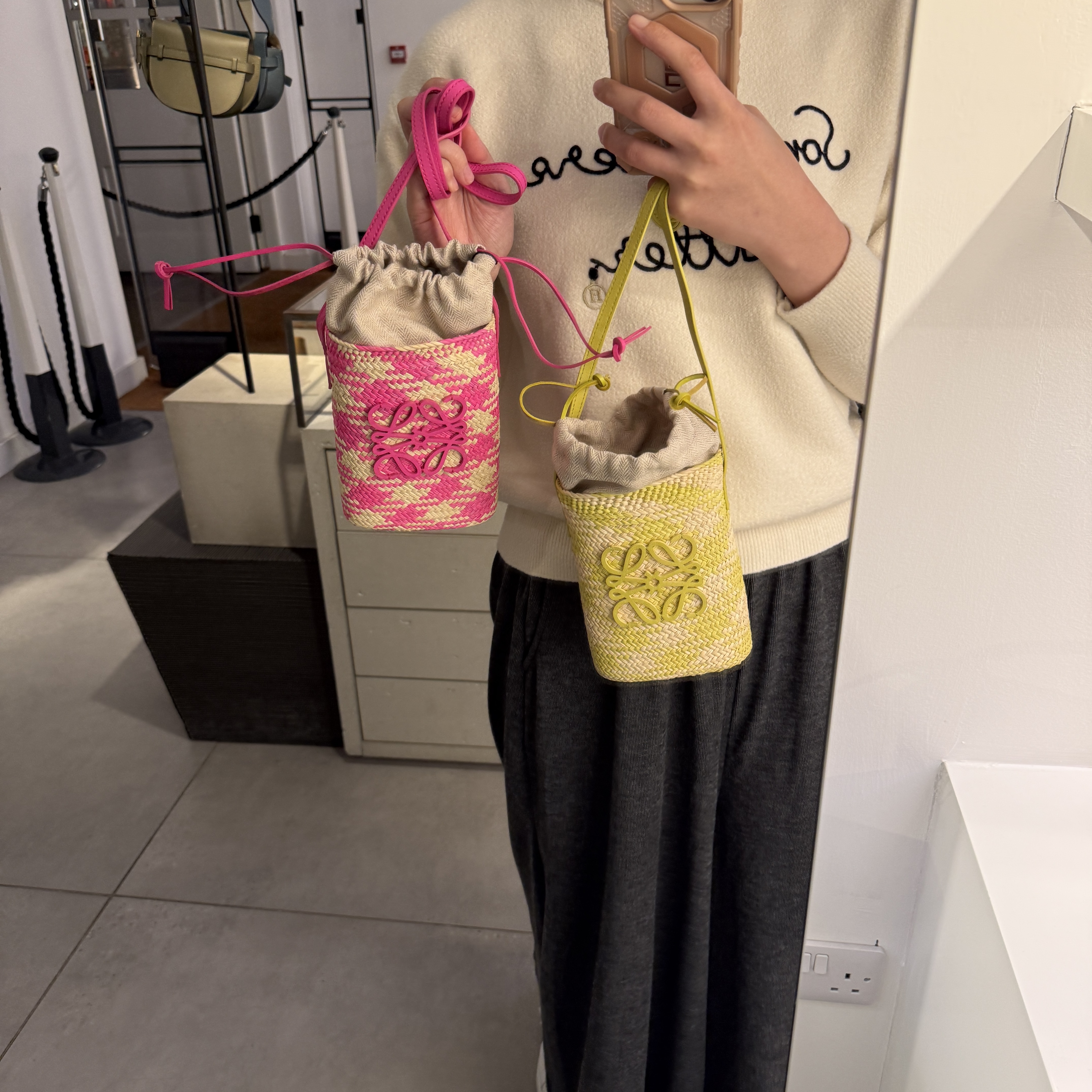 Loewe Anagram Checks Square pocket bag 2 colors