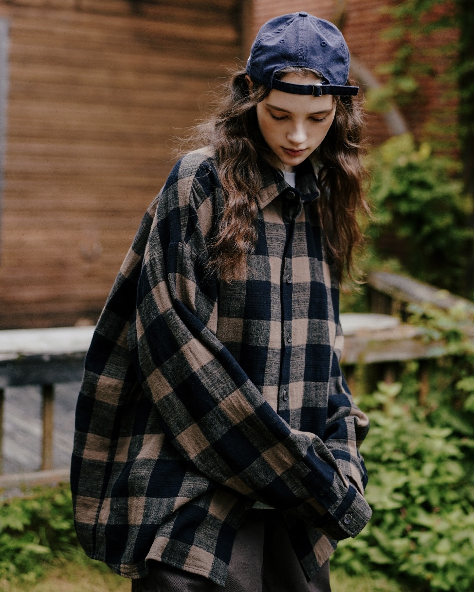 <預購> 限時優惠 韓國WV PROJECT 復古感Calming短毛尼格紋襯衫