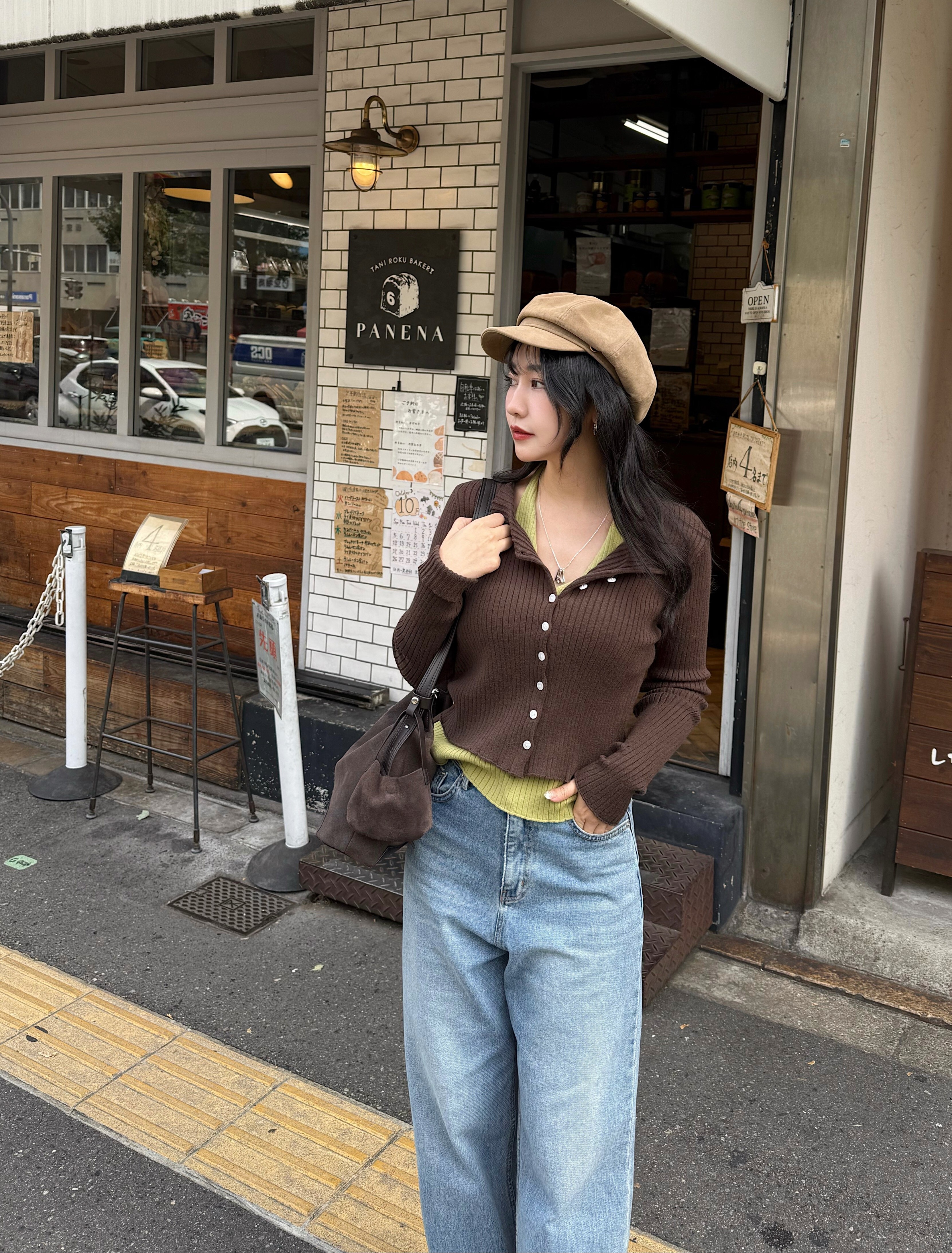 25H111 本期推薦! 繞脖針織背心拼接排釦外套假兩件針織上衣 (超親膚 大推!)