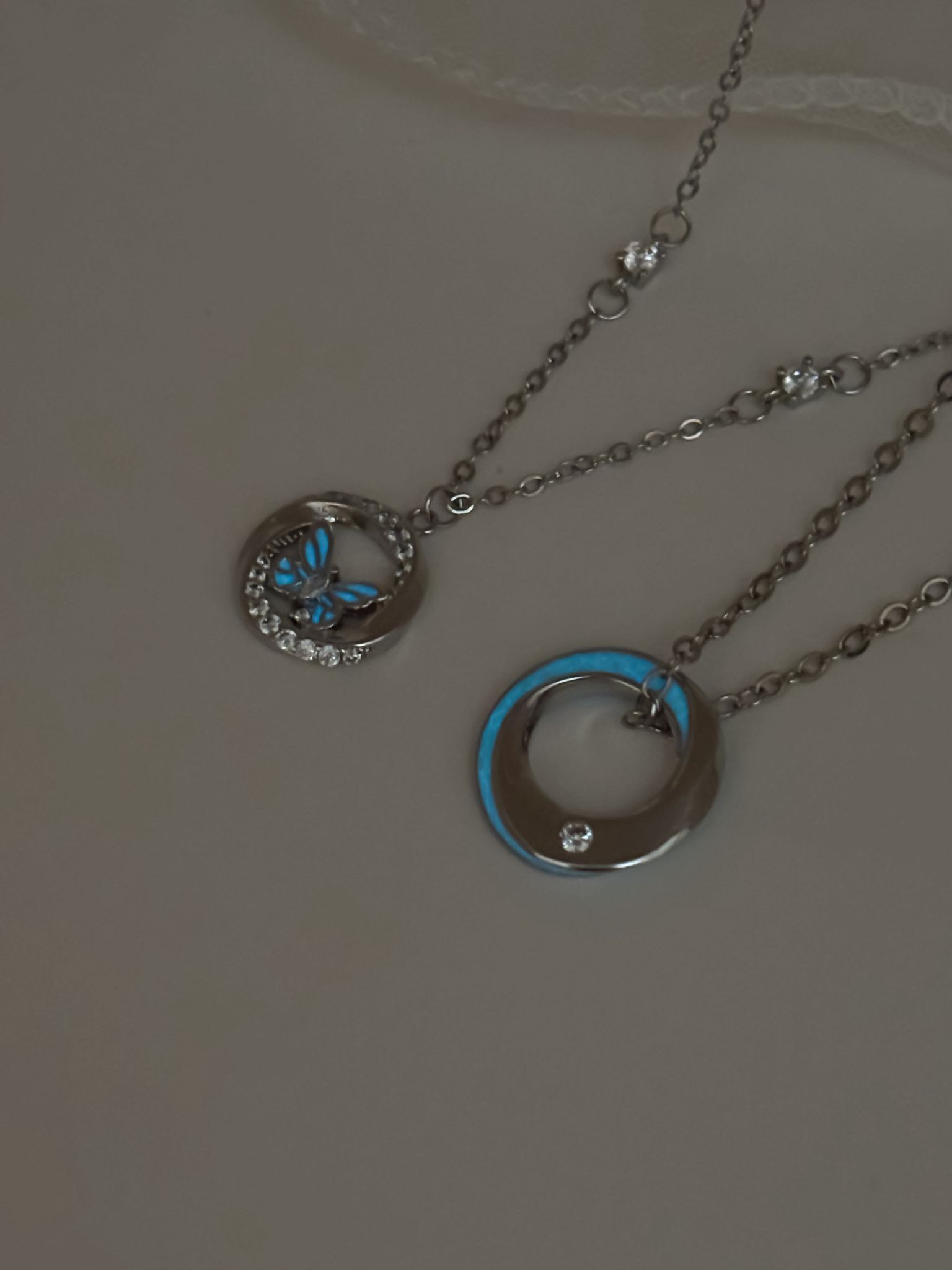 「星寰蝶語」夜光情侶項鏈📿 ｜S925純銀｜免費刻字✒️ ｜夜光項鏈✨