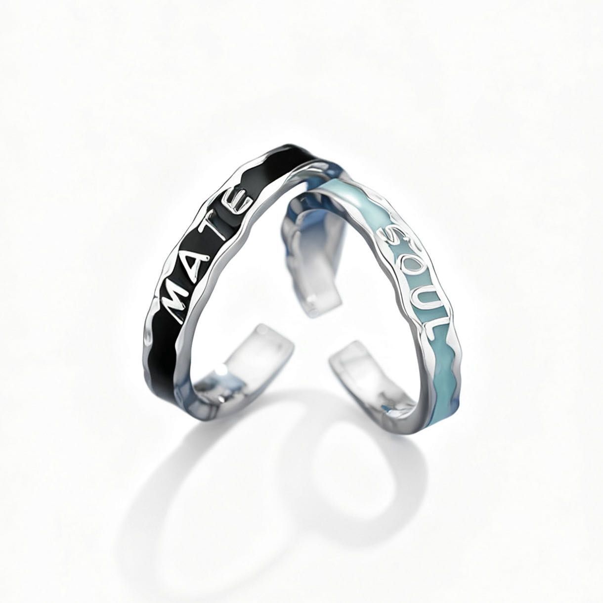 「💫SOUL * MATE」夜光情侶戒指💍 ｜S925純銀｜免費刻字✒️ ｜夜光對戒✨