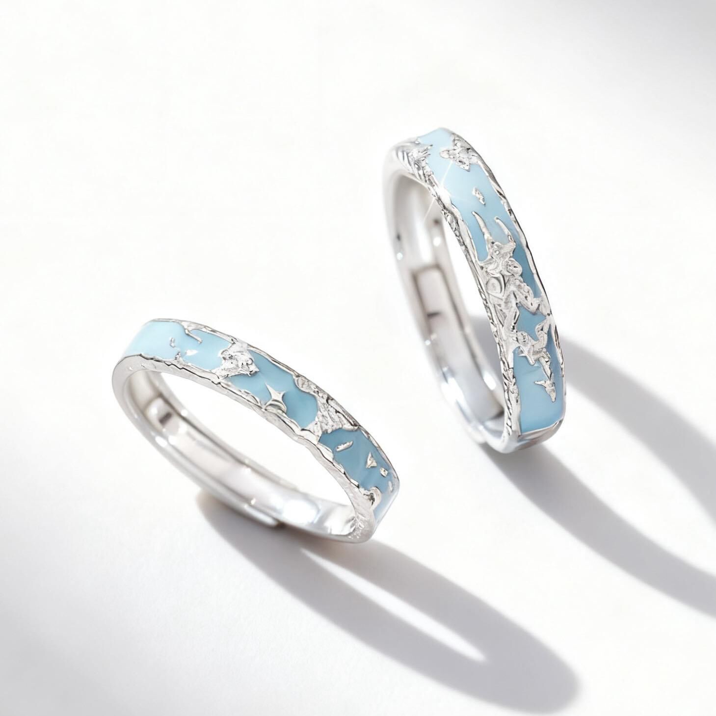 「經緯誓約」夜光情侶戒指💍 ｜S925純銀｜免費刻字✒️ ｜夜光對戒✨