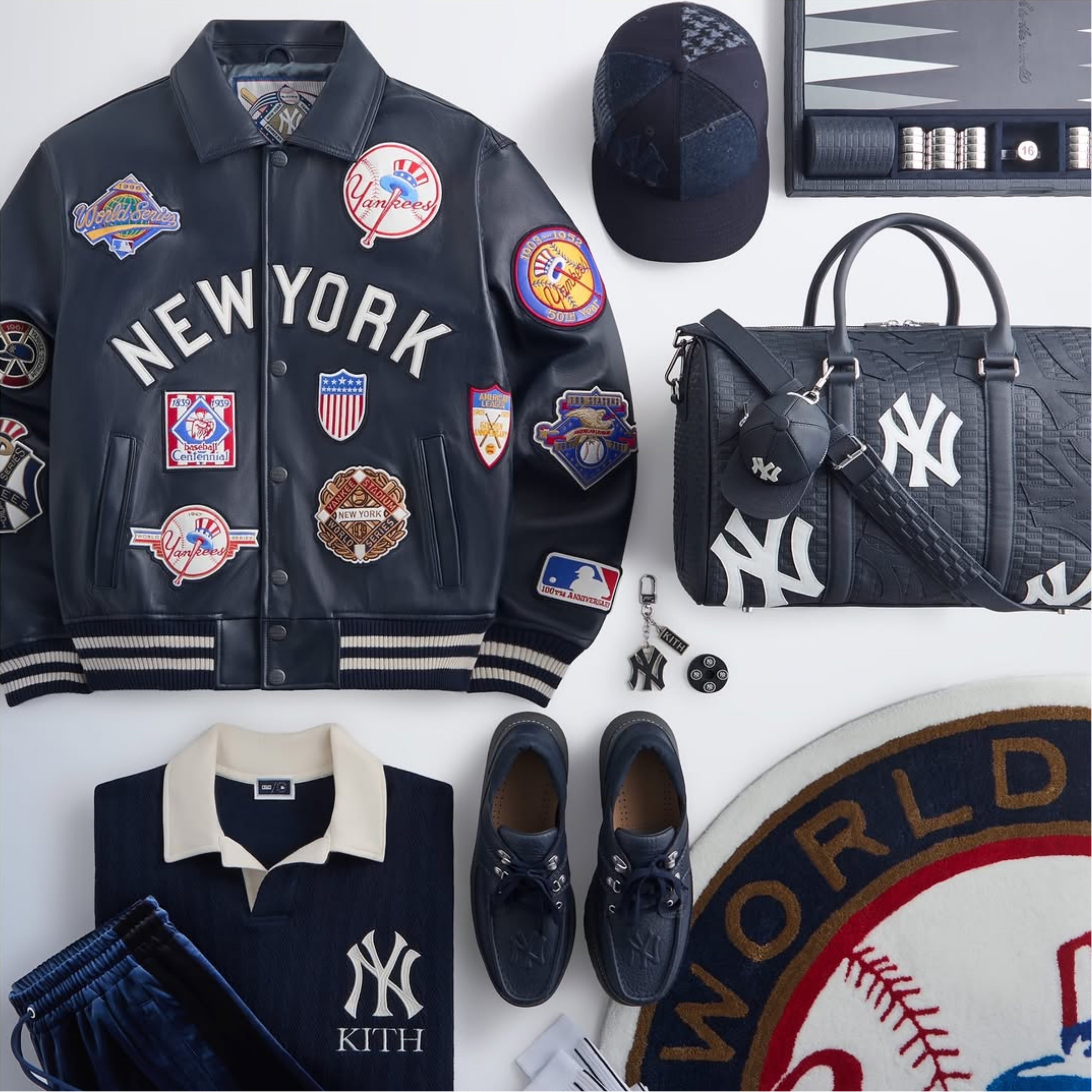 2025AW Kith for the New York Yankees Baseball Cap Leather Pouch 皮革 牛皮 吊飾 耳機 收納 零錢包 限量 現貨 KHLSL0002