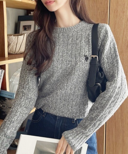 <快速出貨> U.S. POLO ASSN. 麻花圓領針織上衣 六色