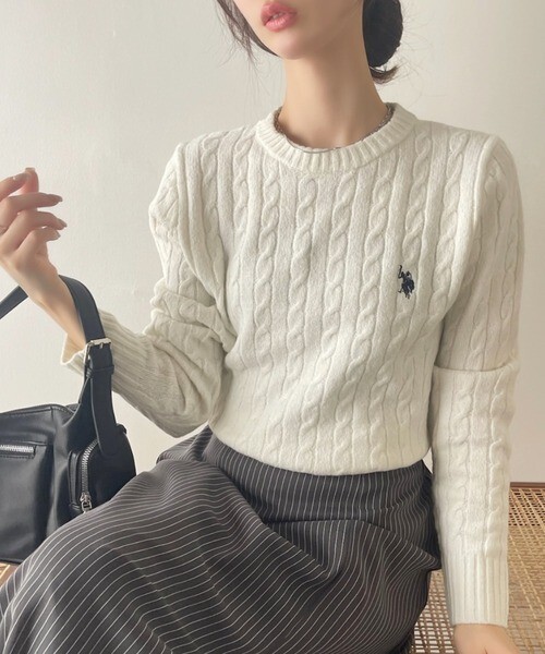 <快速出貨> U.S. POLO ASSN. 麻花圓領針織上衣 六色