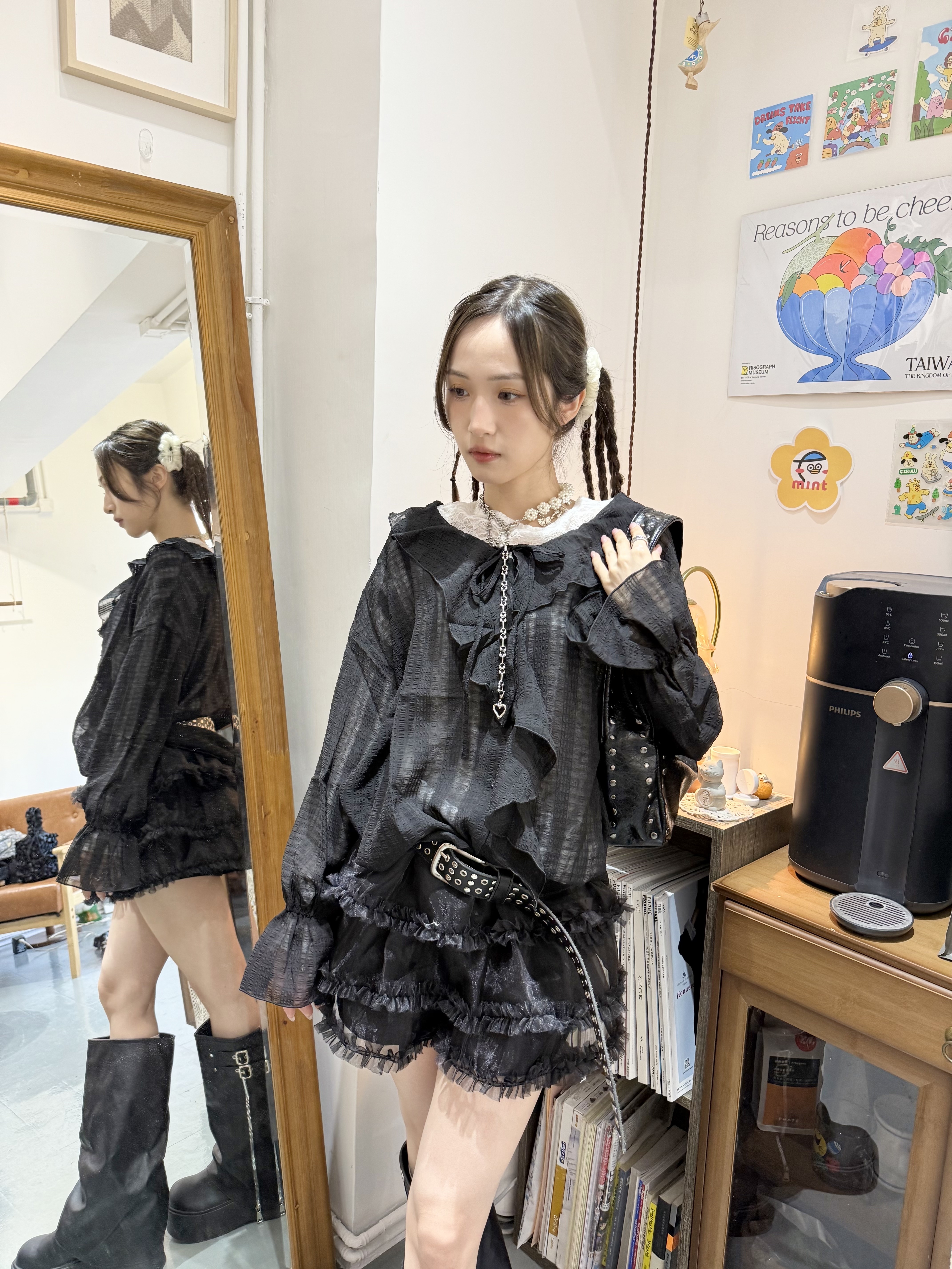 暗直紋扭扭大傘top