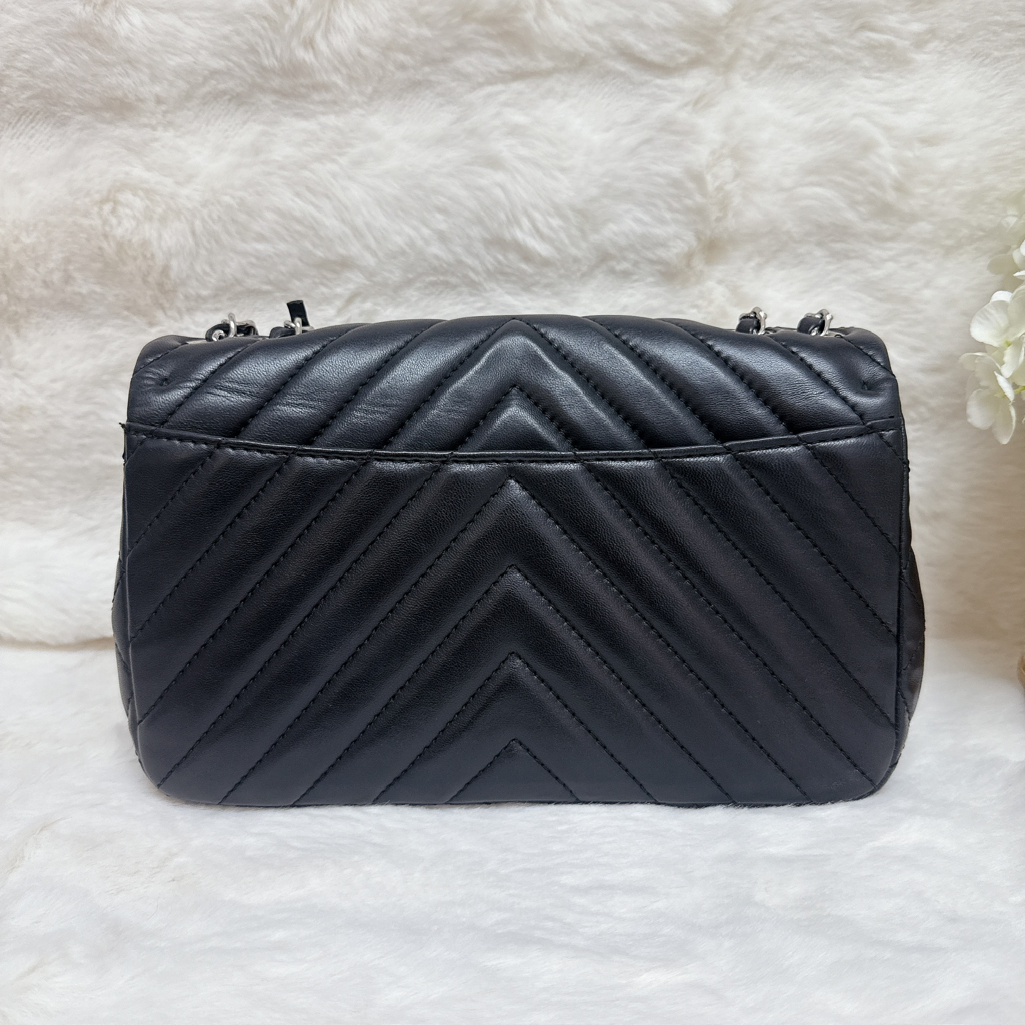 Chanel Chevron Flap Bag - Black / Shw