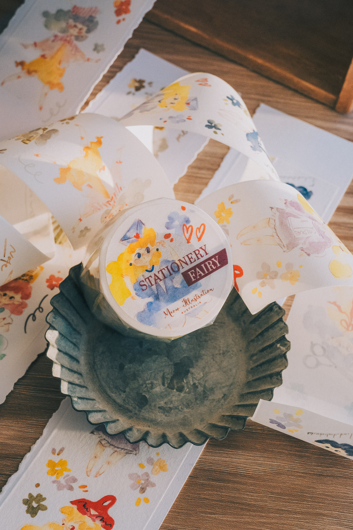 Meow Illustration．文具精靈 5cm貝殼光亮面PET/和紙膠帶 <整捲/分裝>