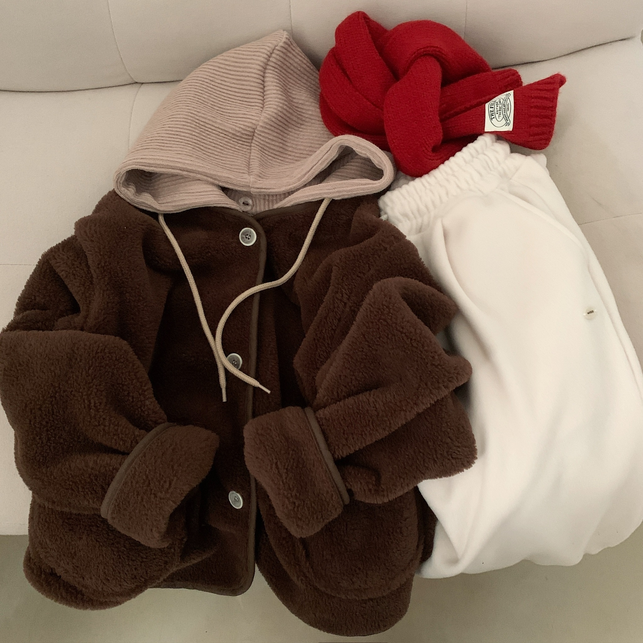 【優惠預訂】韓國拼色帽羊羔毛外套（3色）