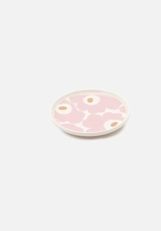 [現貨] Marimekko Unikko 淡金x粉 花朵金邊小盤 日本限定色
