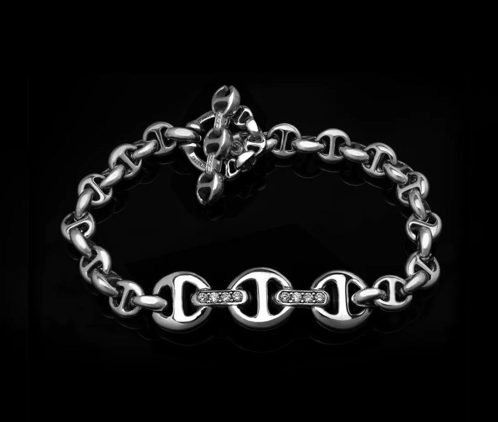 ID BRACELET - STERLING SILVER WITH DIAMONDS