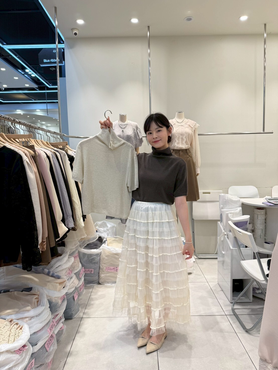 BR5146 小樽領織紋捲捲邊上衣