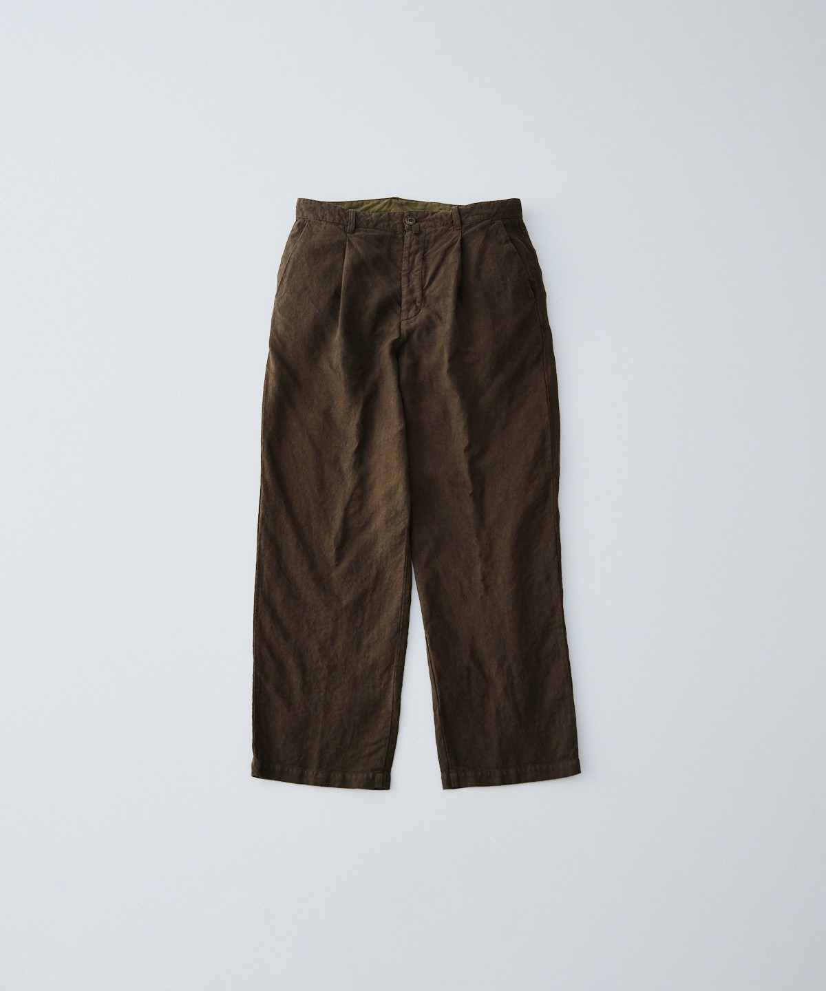 NEST ROBE CONFECT - Brushed Linen Trousers / Dark Khaki
