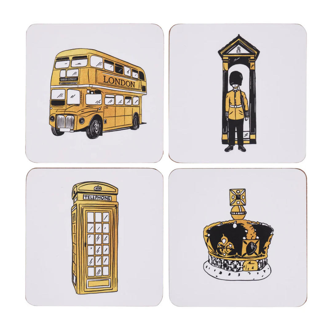 1VE1026-010 VICTORIA EGGS London Icons Set of 4 Coasters #CTR44/P4 (D-EU-E)