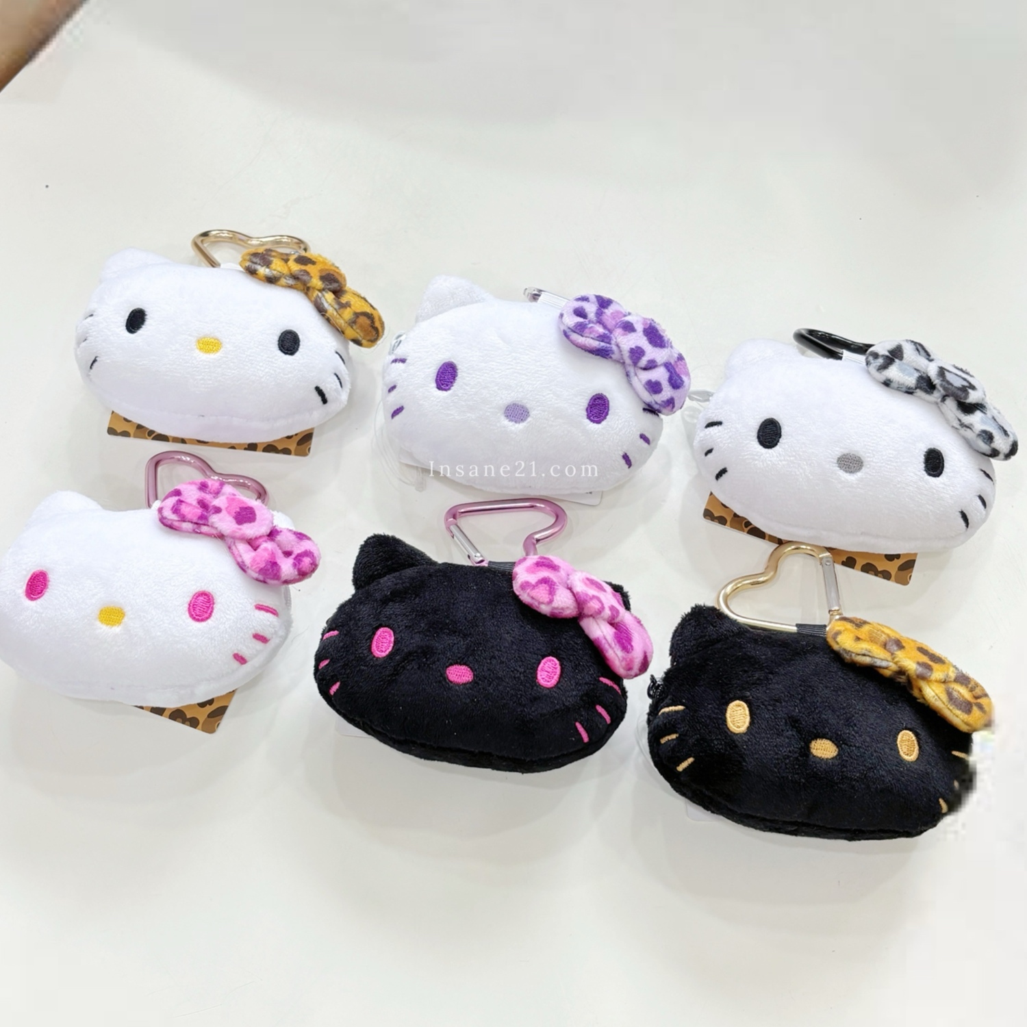 SANRIO 三麗鷗 凱蒂貓 大頭零錢包 豹紋蝴蝶結 愛心釦 絨毛玩具 HELLO KITTY 日本代購/現+預