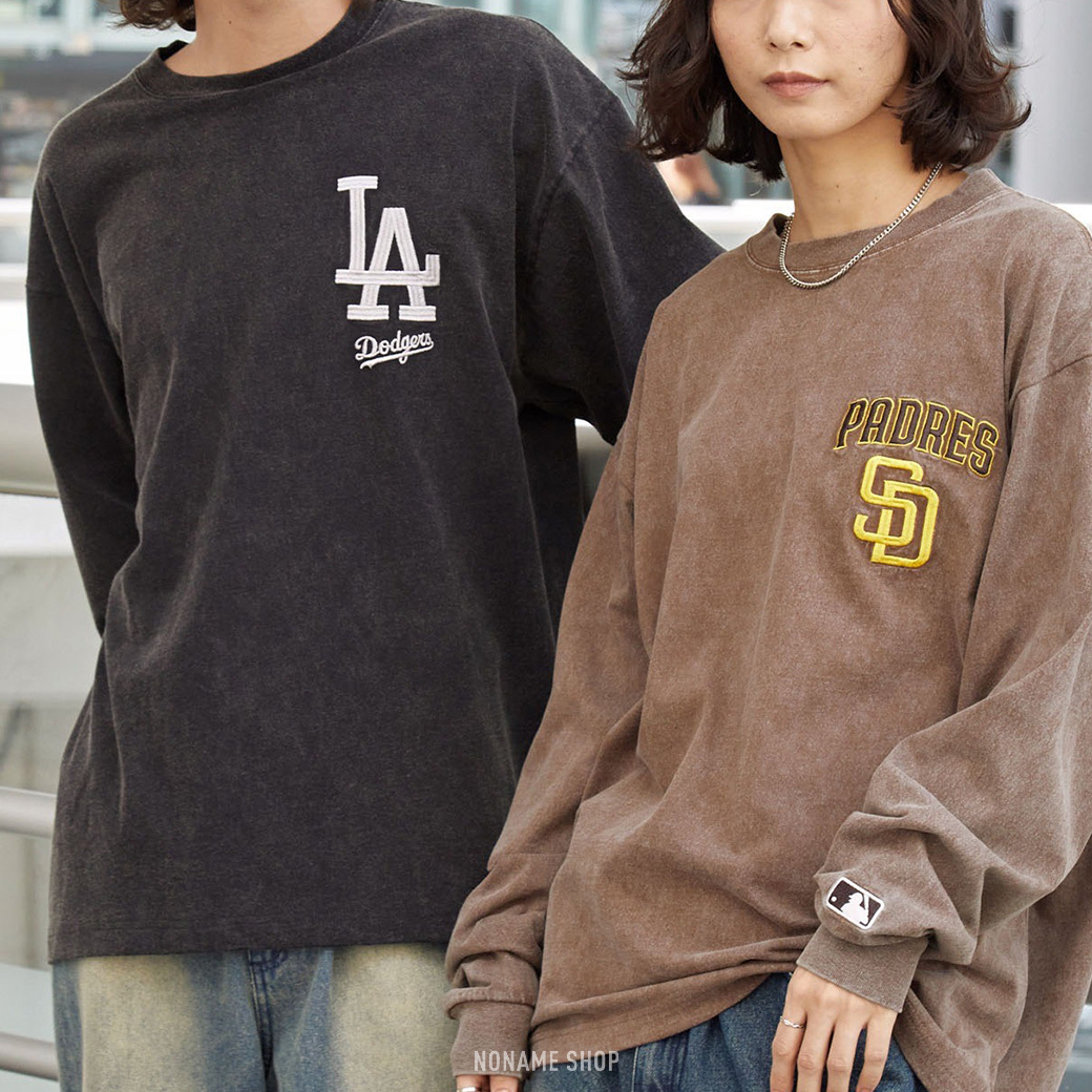 MLB 復古 印花 棒球 刺繡 大圖案 水洗 長袖 四色 (男/女款)