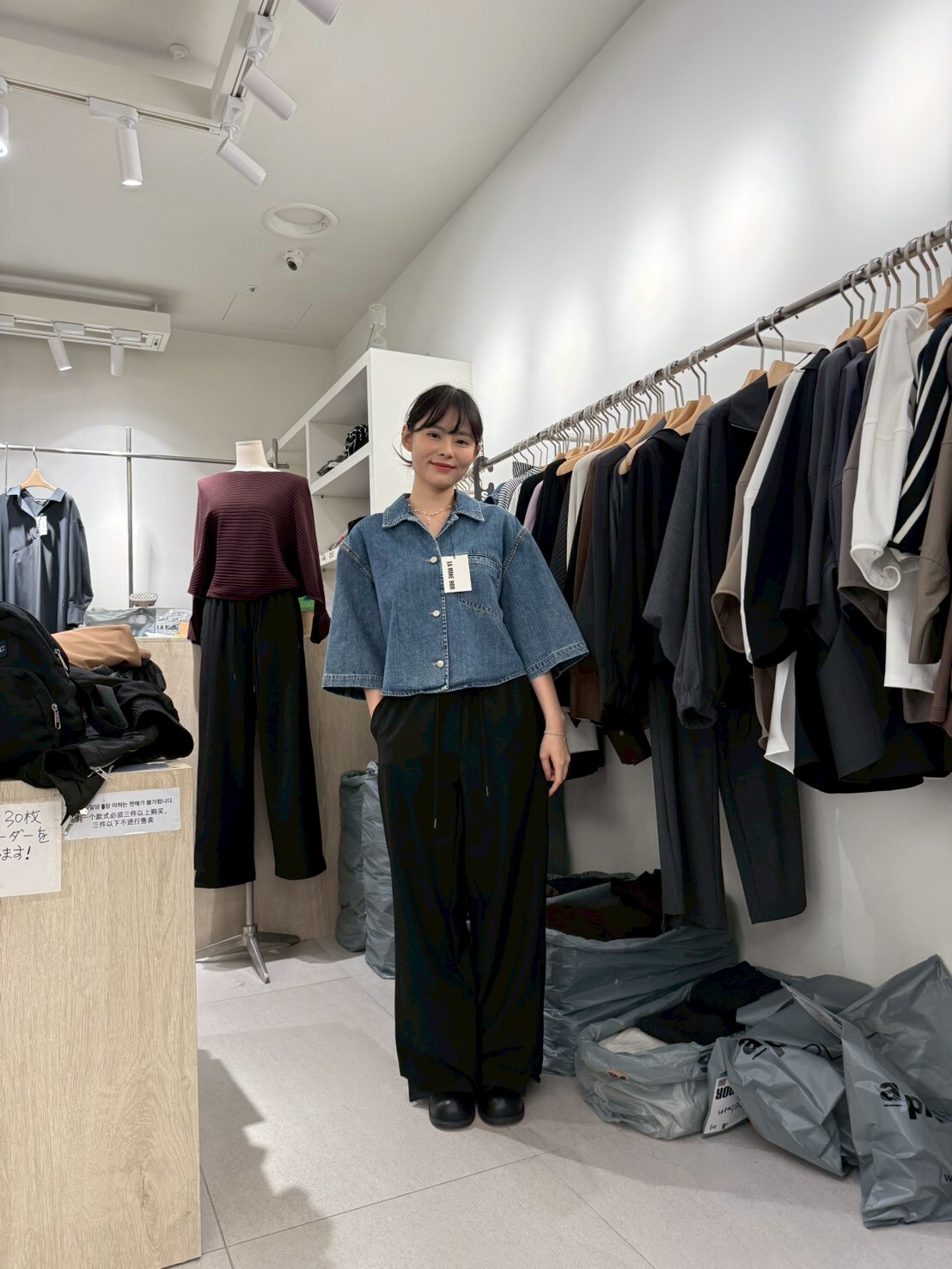 LA5114 後束帶假口袋牛仔外套