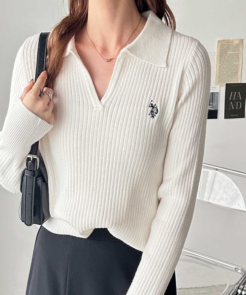 <線上SALE❤️‍🔥>U.S. POLO ASSN. 開領坑條針織上衣 四色