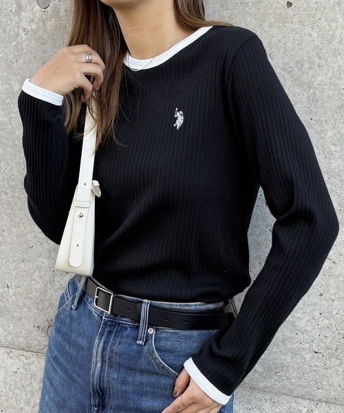 <快速出貨> U.S. POLO ASSN. 滾邊針織上衣 三色