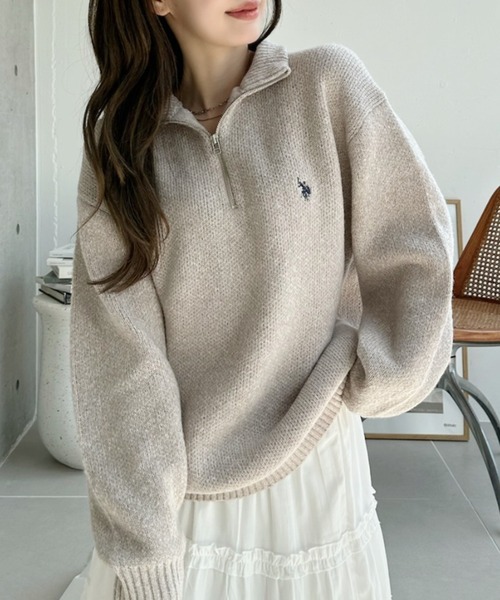 日本🇯🇵連線 U.S. POLO ASSN. 刺繡半拉鍊超大厚針織衫 男女可穿 刺繡 半拉鍊 針織衫 休閒 長袖 6色(任買兩件711免運)/預購