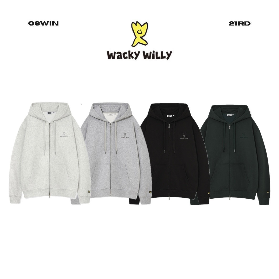 韓國 Wacky Willy 刺繡小飛人LOGO 連帽外套