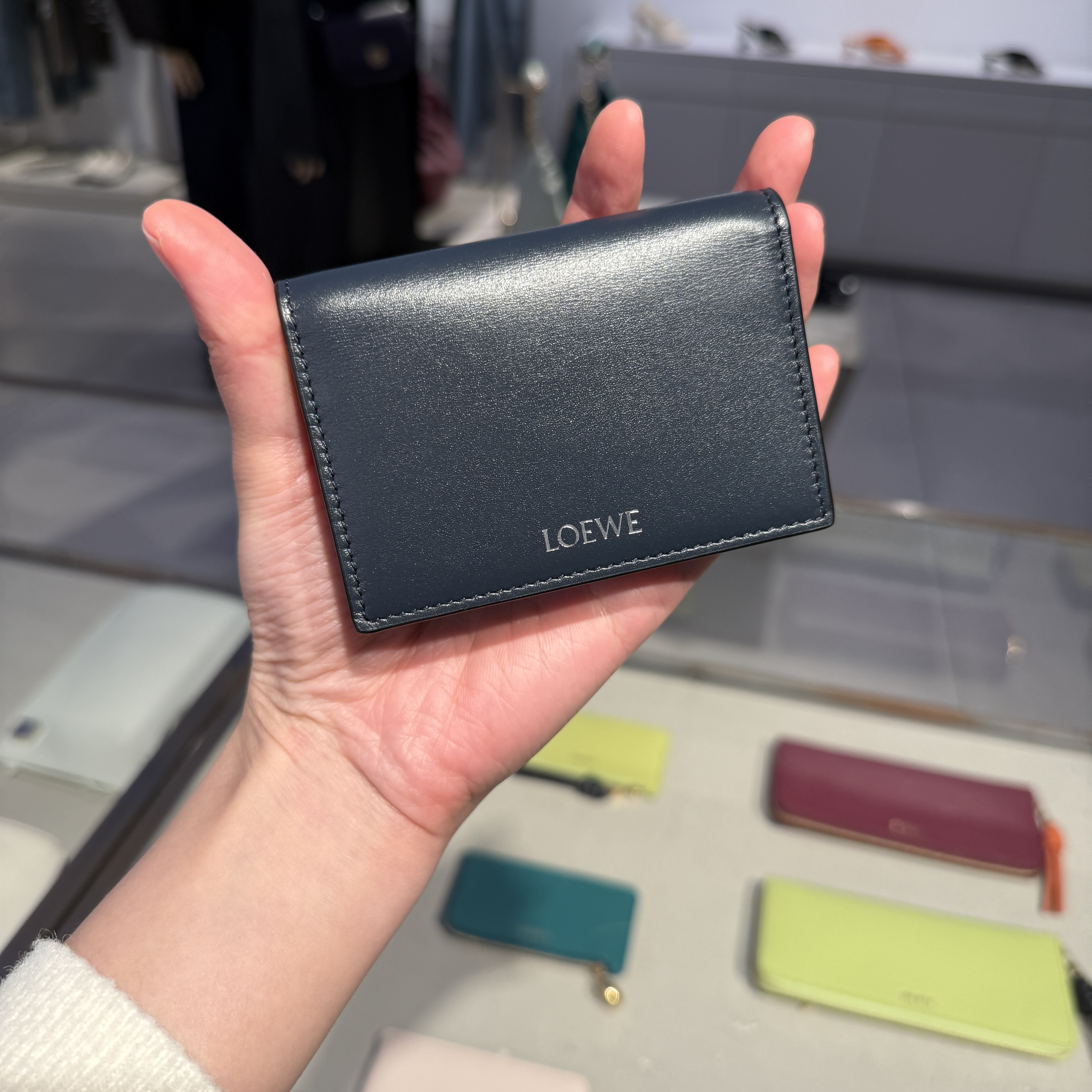 Loewe Folded Slim Bifold Cardholder Deep Navy Black