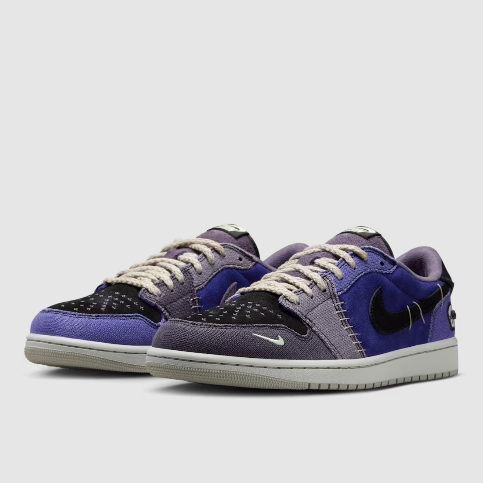 -(A4d)-AIR JORDAN 1 LOW  OG "REGENCY PURPLE AND DARK RAISIN " 巫毒娃娃 刺繡 萬聖節 低筒鞋 男鞋 -IH2309 500
