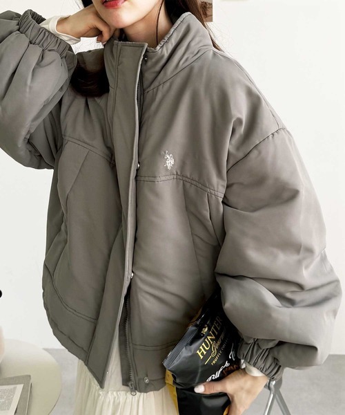 本週限時接單!! 日本🇯🇵連線 U.S. POLO ASSN. X GeeRA 蓬鬆鋪棉防風短版外套 刺繡 外套 夾克 長袖 飛行外套 3色(任買兩件711免運)/預購