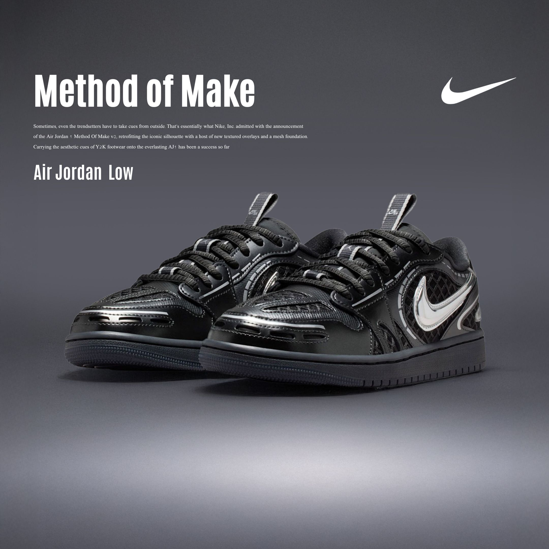 NICEDAY 代購 Air Jordan 1 Low Method of Make 黑銀 金屬 銀 黑 機甲 未來感 男女鞋 HQ2186-001
