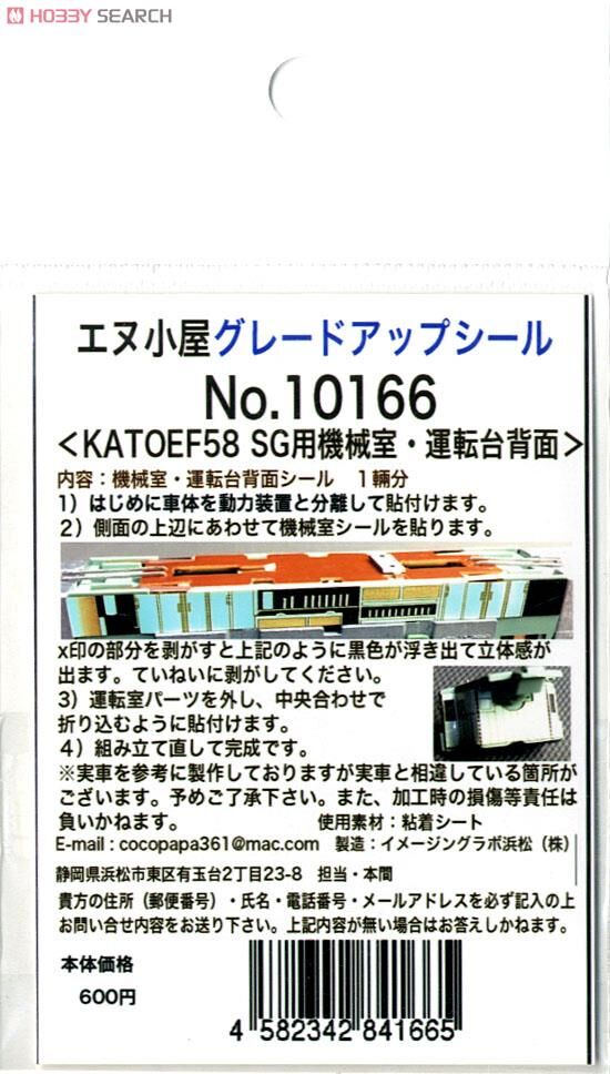 エヌ小屋 10166 N規  KATO EF58 機械室・運転台背面 室內貼紙 (1両分)