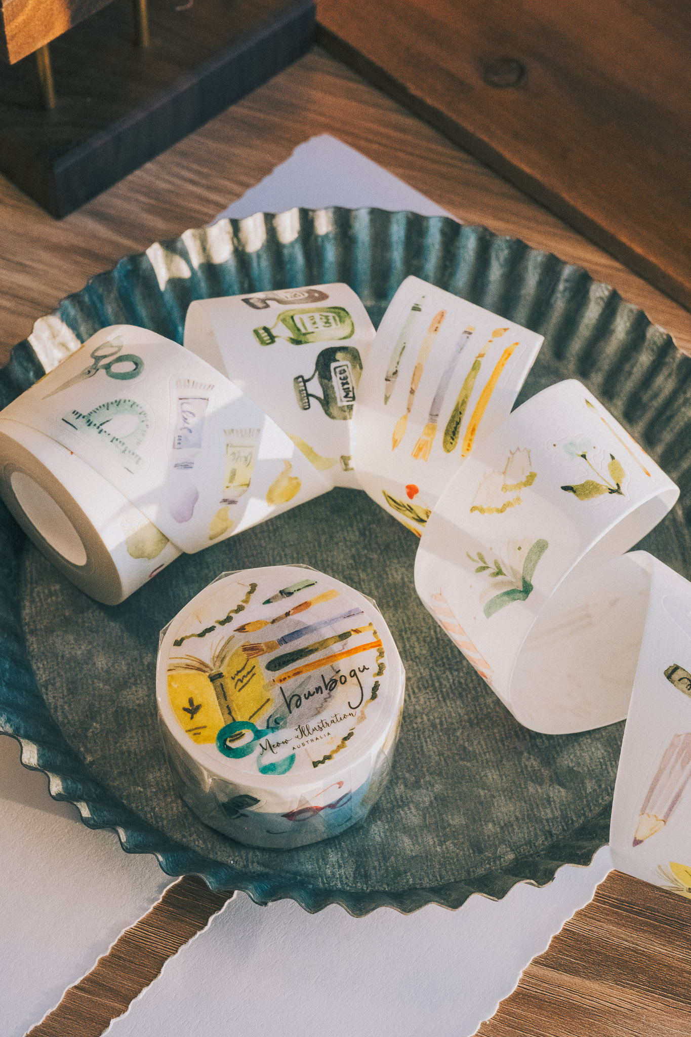 Meow Illustration．文房具 3.5cm割型貝殼光亮面PET/和紙膠帶 <整捲/分裝>