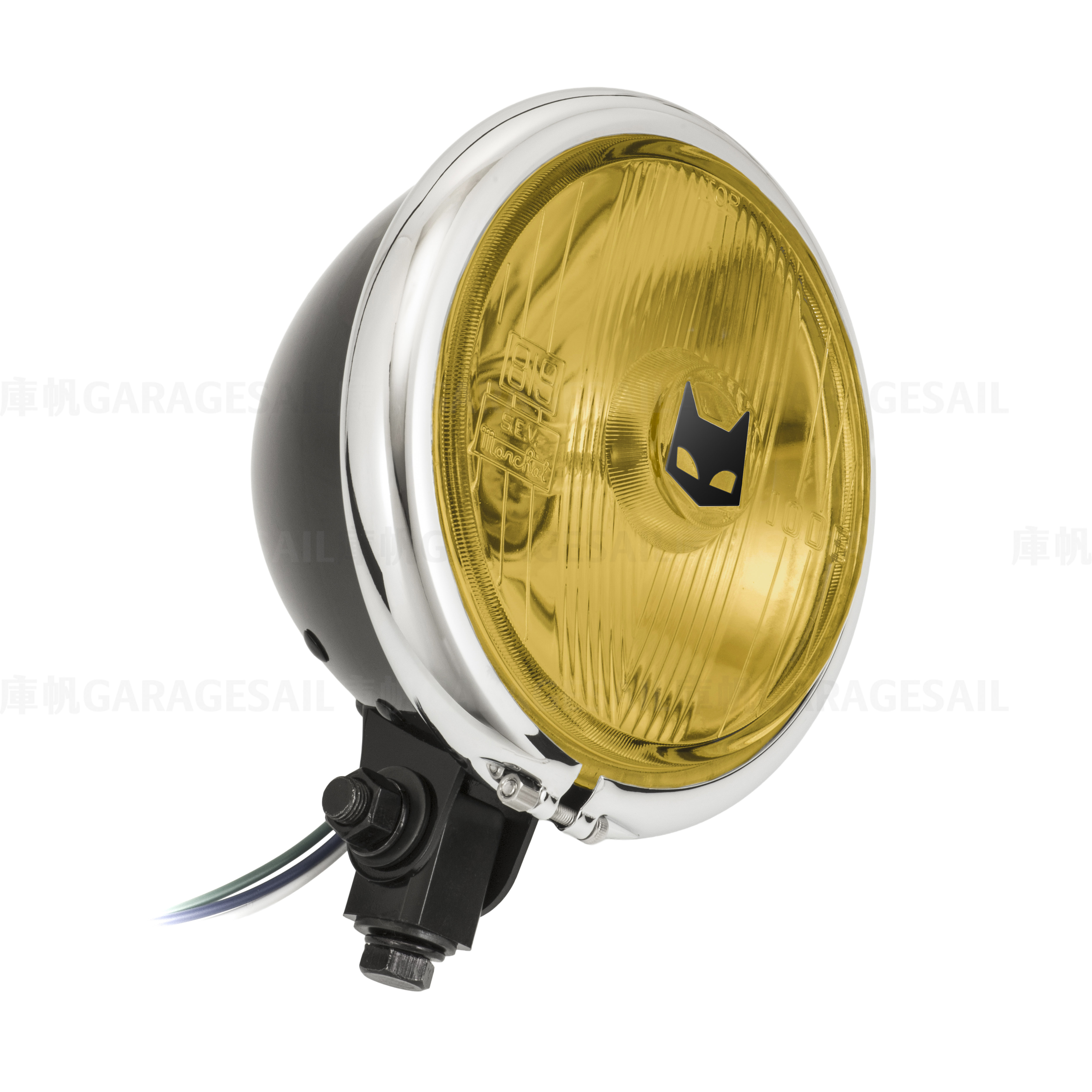 5.75吋圓 下鎖式 大燈 Marchal 819 貓眼 - 黑銀