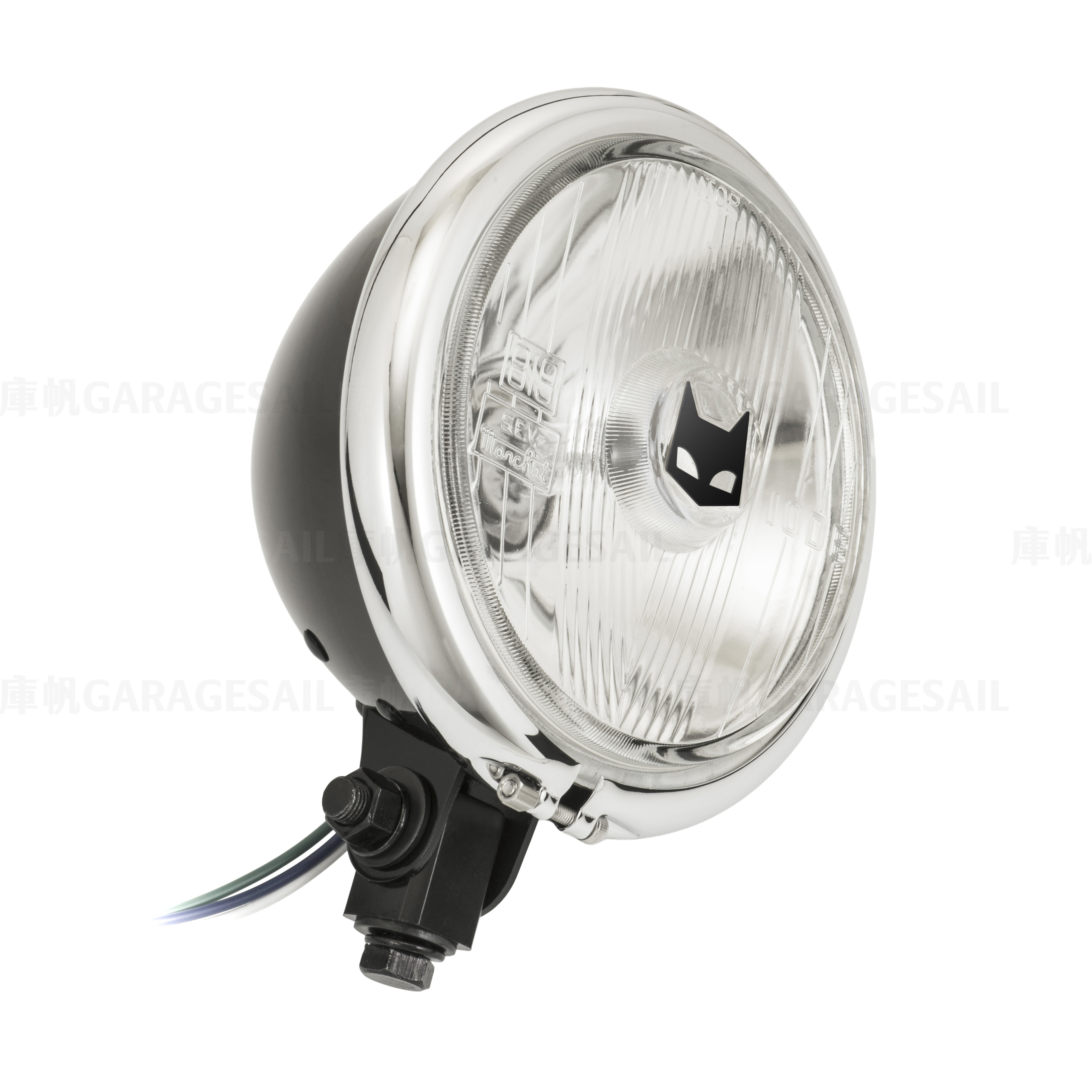 5.75吋圓 下鎖式 大燈 Marchal 819 貓眼 - 黑銀