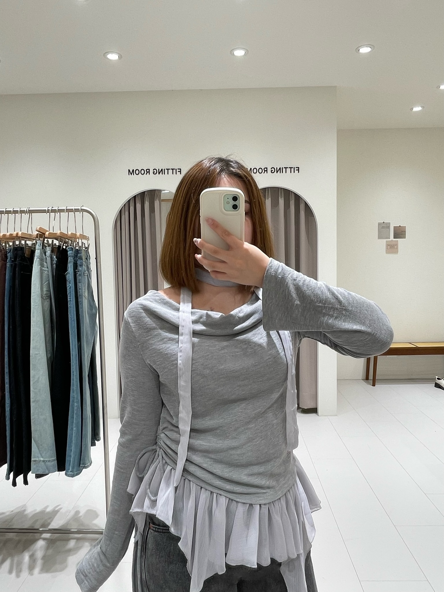 垂墜領口下擺拼接上衣