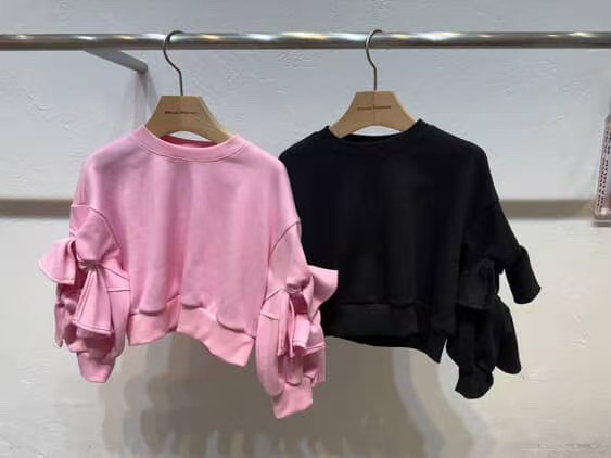 BYB10T041PK PEACH-粉色甜美風蝴蝶結圓領長袖上衣