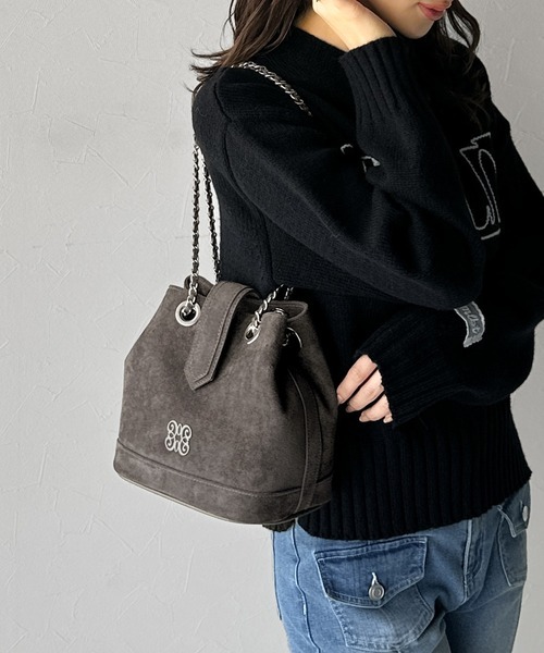 日本🇯🇵連線 Mily Bilet 復古Logo鏈條水桶包 抽繩包 2WAY 斜背包 單肩包 肩背包 手提包 托特包 3色(任買兩件711免運)/預購