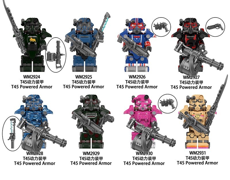 Fallout T45 Power Armor Custom Minifigures Minifigs Fit Lego WM6209