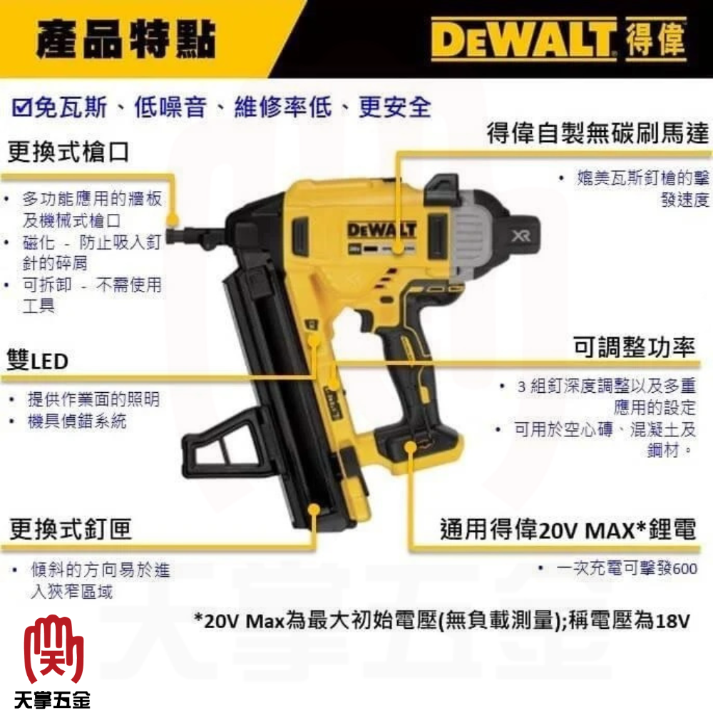 得偉 DEWALT 20V 無刷 釘槍 大砲 鋼釘槍 混泥土 擊釘槍 鋼構槍 DCN890P2 雙電5.0 DCN890