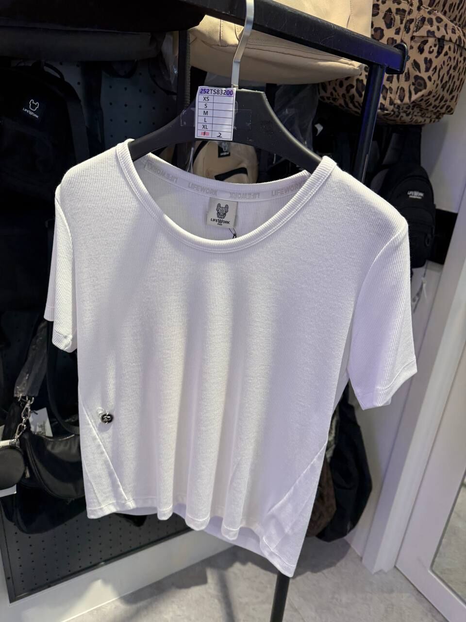 [K] LIFEWORK WHITE WOMEN'S SILVER COIN U-NECK SHORT SLEEVE T-SHIRT, LW252TS832-WHITE (KLW16)