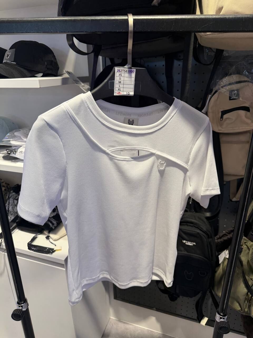 [K] LIFEWORK WHITE WOMEN'S FRONT SLIT SHORT SLEEVE T-SHIRT, LW252TS831-WHITE (KLW18)