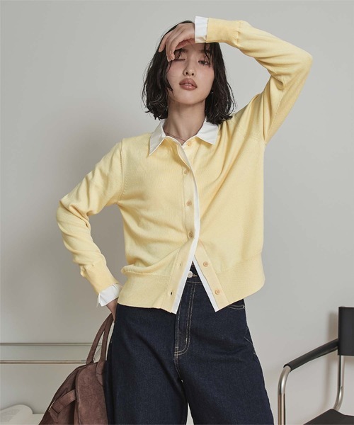 日常深邃の雙色層次・拼接 Cardigan