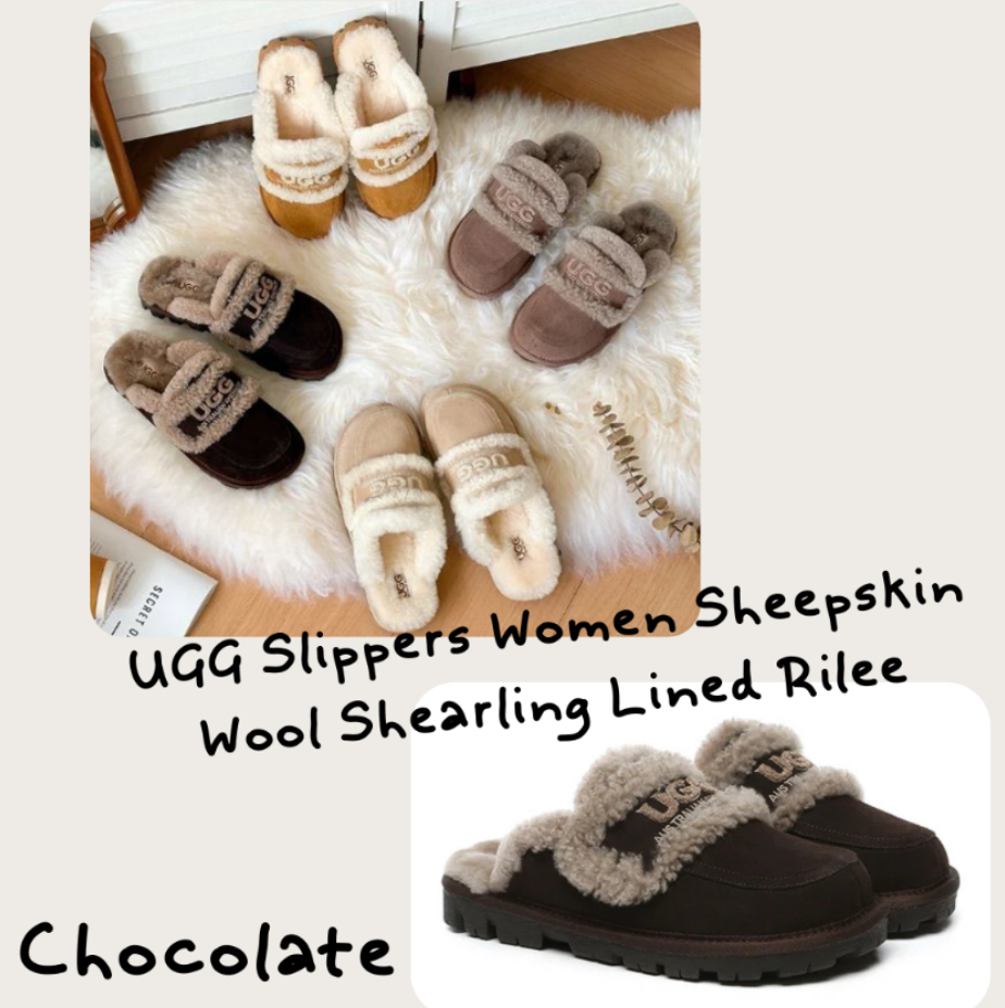 27/10 UGG 女裝Rilee羊毛皮拖鞋 (薄底)