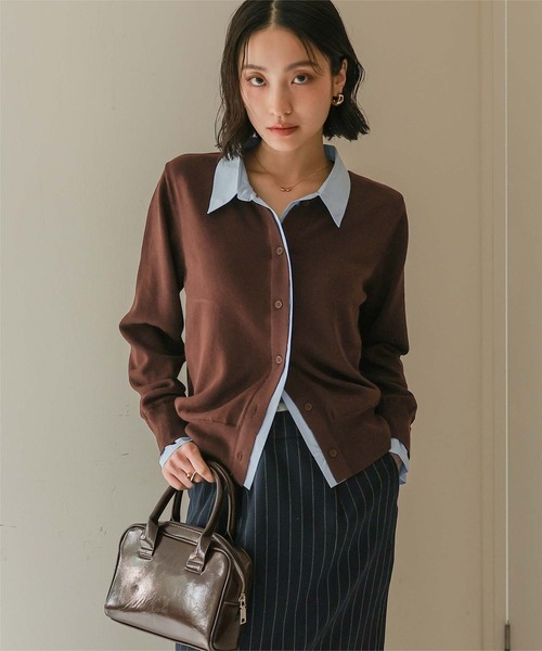 日常深邃の雙色層次・拼接 Cardigan