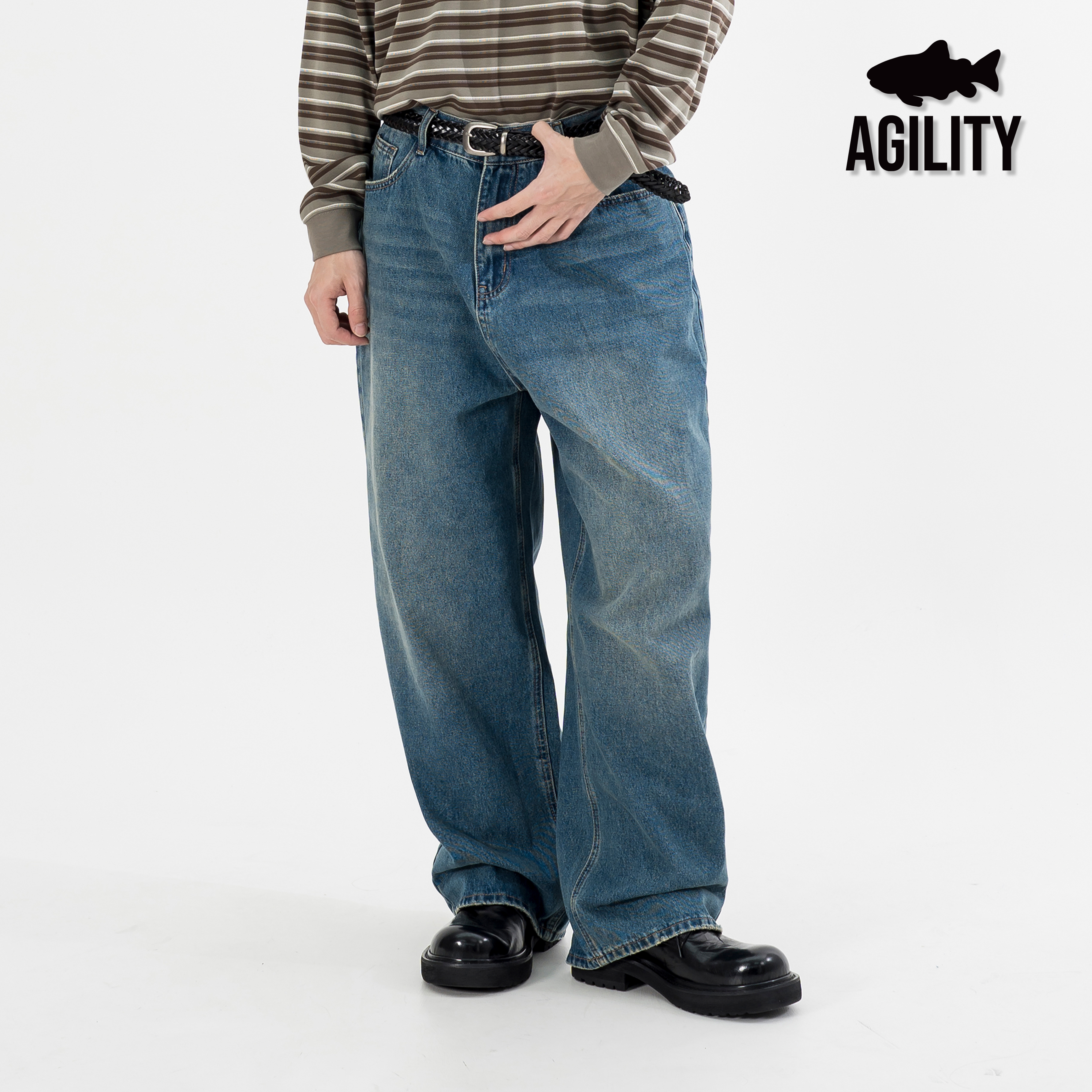 AGILITY Vintage Washed Baggy Jeans 水洗 寬直筒 牛仔長褲 [LD00]