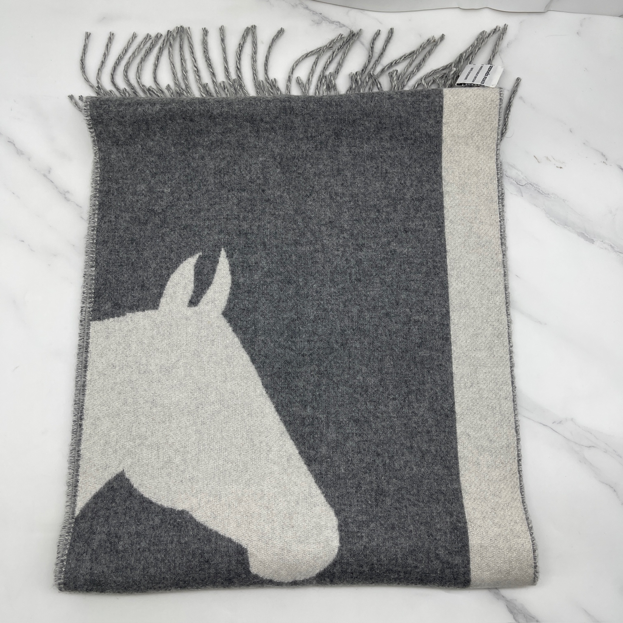 Hermes Casaque Love Story Scarf（Gris Clair / Ivoire）