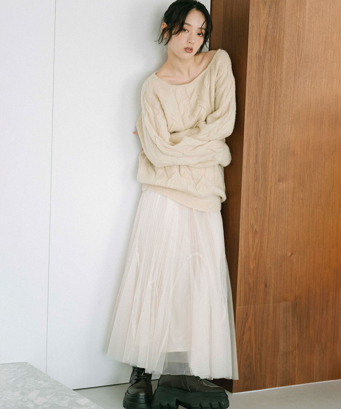 [預購] COCO DEAL 層次百褶網紗長裙