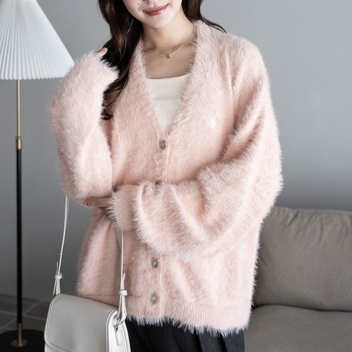 U.S. POLO ASSN. x WEGO 針織開襟衫 外套 絨毛 落肩外套 蓬鬆 99111745