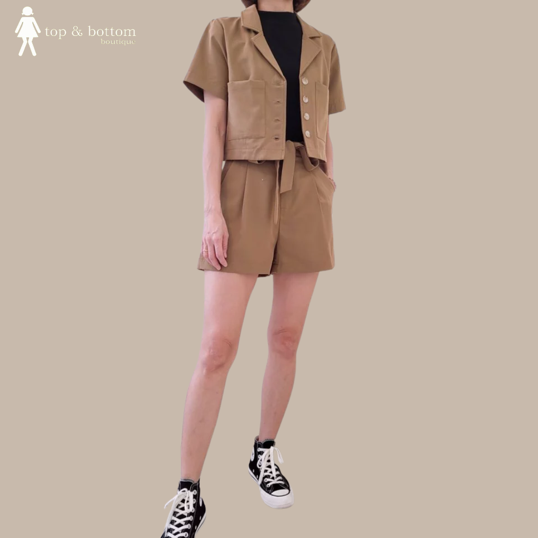 DUAL POCKET SHORTS SET SUIT (2PCS)