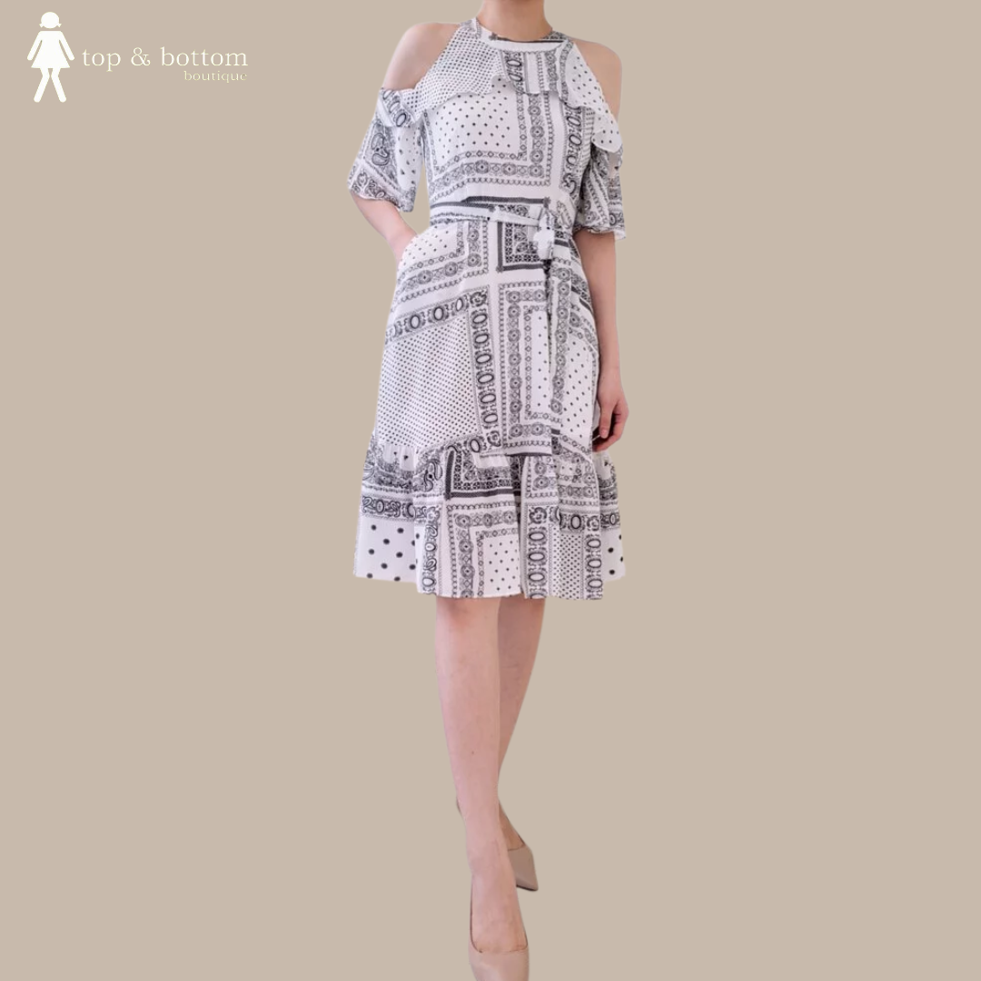 CHIFFON COLD SHOULDER MERMAID DRESS